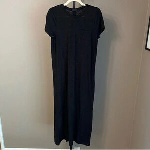 ATM Slub Knit Short Sleeve Maxi Tee Shirt Dress Black Small NWT Classic Coastal